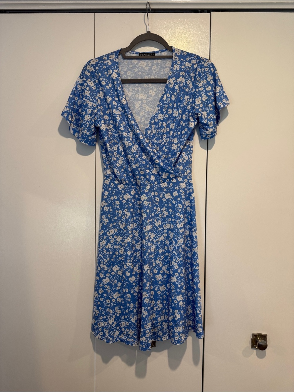 Blue Floral Wrap Dress